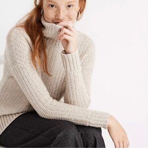 Madewell ribbed turtleneck tunic sweater - size S heather sand
